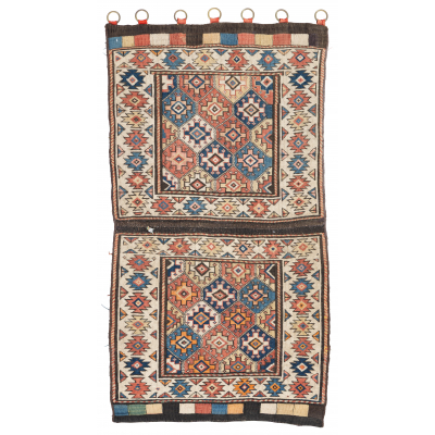 Two Moghan Soumak Bag Faces sewn together