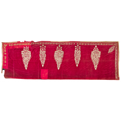 Ottoman or Uzbek velvet fabric with sewn-on gold braids