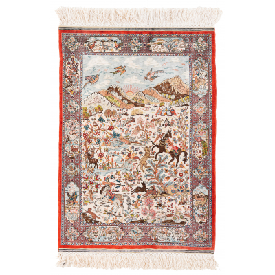 Silk Hereke Pictorial Rug (12 x 12 knots per sq cm)