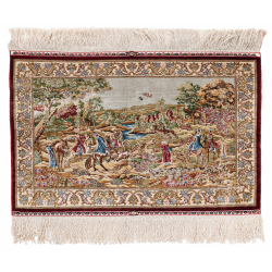 Signed Silk Hereke Pictorial Rug (12 x 12 knots per sq cm)