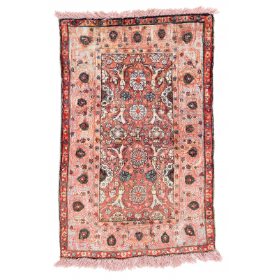 Silk Kum Kapi Poshti with metal brocade