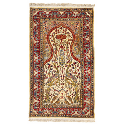 Silk Kayseri Prayer Rug with metal brocade